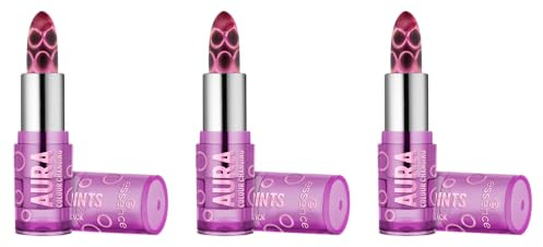 essence AURA POINTS COLOUR CHANGING LIPSTICK, Mehrfarbig, farbanpassend, sofortiges Ergebnis, glänzend, vegan, ohne Parabene, ohne Mikroplastikpartikel, Nanopartikel frei, 3er Pack (3x3.2g)
