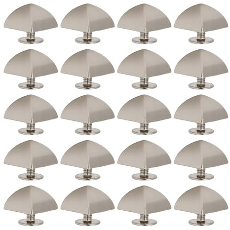 Fdit 4 Pernos Piramidales de Esquina, Remaches de Aleación de Zinc, Juego de 20 Piezas de 12 Mm con Tornillos, Remaches Metálicos Decorativos para Cinturones de Cuero, Bolsos, (SILVER)