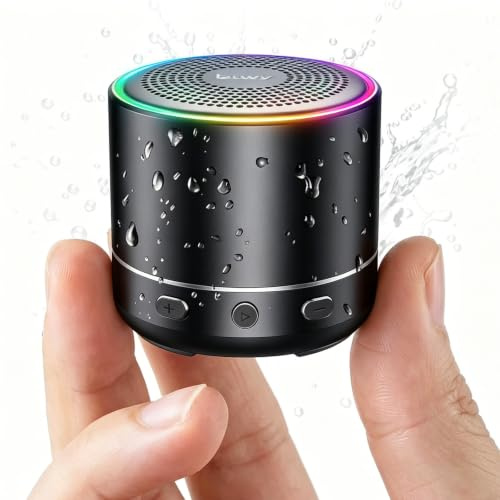 Mini Bluetooth Lautsprecher (83g), Musikbox Bluetooth 5.4 mit RGB Lichter, HD-Sound & starke Bass, Tragbarer kabelloser Outdoor Mini Lautsprecher, kompaktes Design für Reise/Outdoor/Garten, Schwarz