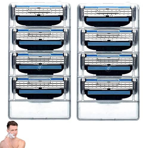8 Stück Rasierklingen für Mach-3 Klingen,Ersatzklingen für Nassrasierer Herren,Rasierer Klingen Kompatibel Rasierhobel,Original Rasierklinge Intimate,Geeignet zum Reinigen von Bart und Körperhaaren