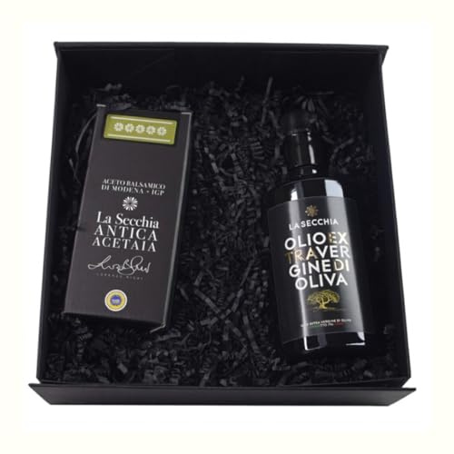 La Secchia - Cesto gastronomico artigianale, Olio oliva extravergine, Aceto balsamico di Modena IGP 5 Stelle, Set gourmet, Prodotti italiani artigianali di alta qualità