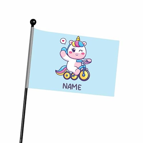 Ferocity Fahrrad Flagge für Mädchen Fahrradwimpel Personalisiert mit Namen mit Fahrradanhänger Sicherheitswimpel Verstellbar & Reflektierend Fahrradfahnenmast Fahrradzubehör Roller Go-Karts [164]