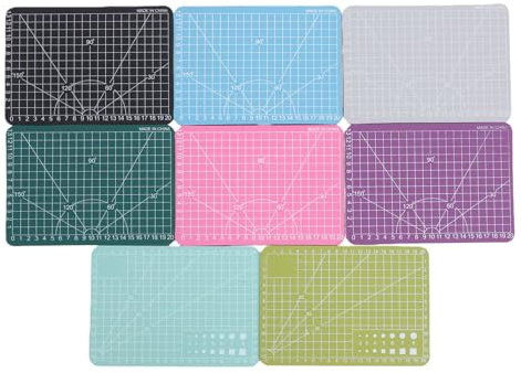 Fockety Mini skärmatta, 8 st. A7 liten självåterhämtande yta halkfri sömnadsmatta 3 mm med tydliga rutnät, för scrapbooking, quiltning, läderskärning