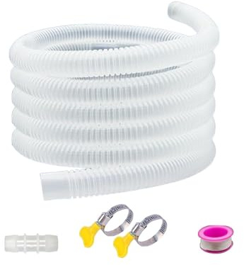 Air Conditioning Drain Hose Kit | Includes 2 Hose Clamps for Quick Repair | Air Conditioning Drain Hose Kit with Adapter | for Washing Machine, Home, Balcony, Seasonal Maintenance