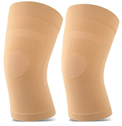 Knee Sleeves, 1 Pair, Could Be Worn Under Pants, Lightweight Knee Compression Sleeves for Men Women, Knee Brace Support for Joint Pain Relief, Arthritis, ACL, MCL, Sports, Injury Recovery, Beige L