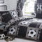 Shoot - Parure de lit avec Housse de Couette et taie d'oreiller, Motif Football, Coton Polyester, Gris, Simple