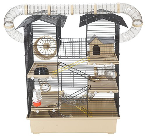 Super Hamsterkäfig, Nagerkäfig, Mäusekäfig, Hamsterburg Käfig CH2 Plus beige Gratis Futternapf …