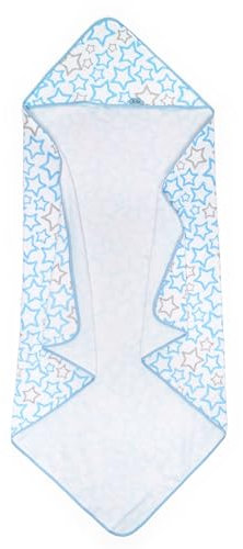 Ti TIN Asciugamano Da Bagno Per Bambini con Cappuccio 100% Cotone | Asciugamano Per Bambini con Cappuccio Morbido e Assorbente con Un Design a Stelle Azzurro, 100x100 cm