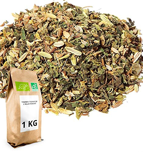 Tisane allaitement Bio - Idéale pour favoriser la lactation - Tisanes en Vrac - 1 kg (400 tasses) - 100% Agriculture Biologique - Thés Direct