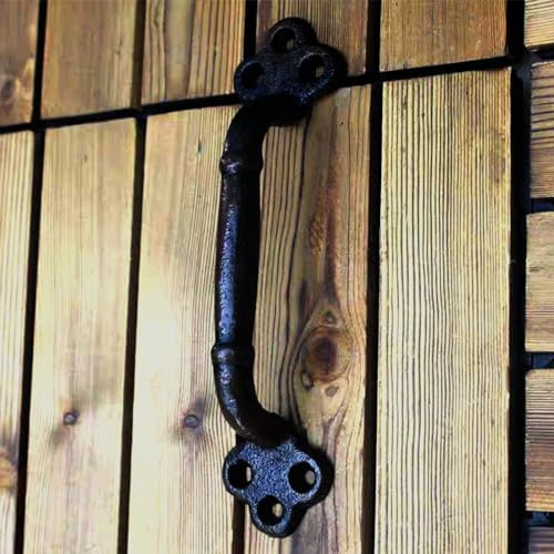 WANLIAN Barn Door Handle | Black Solid Steel Door Handle | Pull Sliding Door Black Steel Stainless Steel Including Screws 1PC