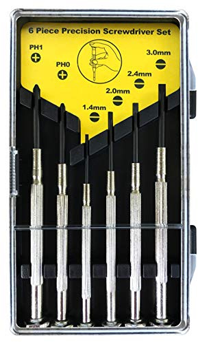 Mini Schraubenzieher Set für Präzisionsreparaturen mit gehärteter Spitze geeignet für Handy, Laptop, PC, Brillen, Uhren und vieles mehr (6 teilig) (Silber)