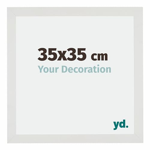 yd. Your Decoration - Cornice 35x35 cm - Bianco Opaco - Decorativa Parete in Legno con Vetro in acryl - Antiriflesso - 35x35 Cornice - Mura