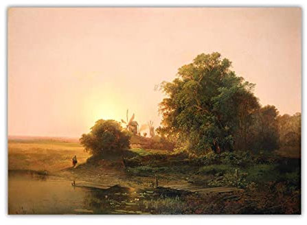 Leinwand Kunst Gemälde Alexey Savrasov Sommermühlen auf Leinwanddruck. Wanddekoration auf Leinwand-Bild Ölgemälde auf Leinwand 60x84cm Ohne Rahmen