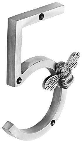 Pewter Brass bee House Number with Bee design | 5 inch Modern Door Sign Numbers Signs Plaques | Street Home Address Numeral (5)