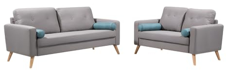 Vente-unique Couchgarnitur 3+2 - Stoff - Grau - Tatum