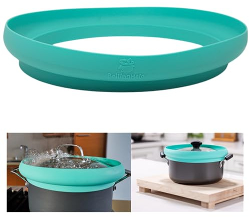 Silicone Liquid Spill Stopper - 9 to 10 Diameter with ½” Band - Boil Over Spill Stopper, Anti Spill Silicone Ring, Boil Over Watcher - Fits Most Pots and Pans, Food Grade Safe, Multi-Functional