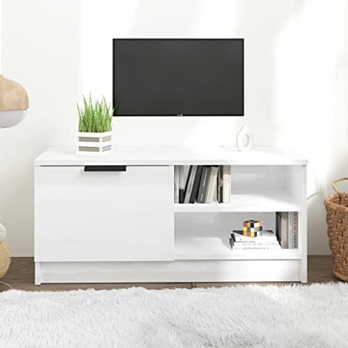 KTHLBRH Mobile per Televisore Mobile porta tv Tavolino Laterale Mobile Porta TV Bianco Lucido 80x35x45 cm in Legno Multistrato per Soggiorno Camera da Letto Ufficio