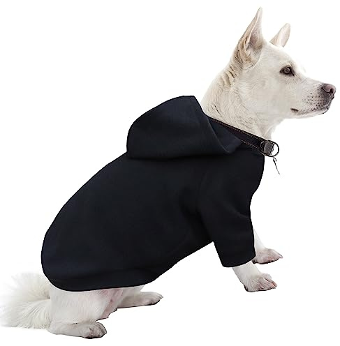 HuaLiSiJi Sweat Capuche Chien Confortable, Chaud et Léger - Pull Pour Petit Chien, Tissu Super Doux, Elastique Facile à Porter, Couleurs Vives (X-Large, Noir)