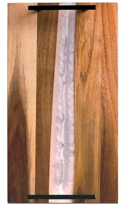 Comfify Visually Stunning Pearl White Resin + Acacia Wood Charcuterie Serving Board with Handles - 16x9 Serving Tray for Food, Breakfast in Bed, Coffee Table, Decor, Organization, Snacks, Patio, BBQ