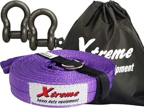 Kit de récupération et remorquage hors route 4x4 et camping-car, résistance à la rupture 7000 kg, longueur 6 mètres, ceinture pour la fermer, manilles pour accrocher le véhicule, sac de rangement dans