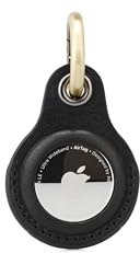 Habac Studio Airtag nyckelring äkta läder med mässings nyckeletiketter. Apple Airtag-hållare för bagage, GPS-spårare, hund- och Airtag-fodral, nyckelorganisatör. Nyckelring GPS-tagg (brun), Svart, en