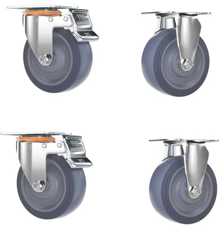 Möbelrollen Schwerlast, Rollen Lenkrollen Gummi Schwerlast, Geräuscharmen Rollen Mit Gebremsten, Mitkeine Spuren & Leise, Schwerlastrollen Transportrollen Rollen für Palettenmöbel (Size : 5in(2 Brake
