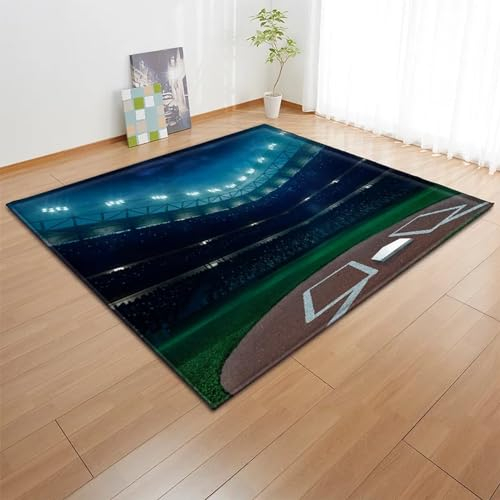 3D Fußballfeld 160 X 200 cm Kinder Jugendliche Jungen Teppich Schlafzimmer Dekoration Kinderzimmer Wohnzimmer, Krabbelmatte Modern Weichem Flanell Kinderteppiche -9R5A5X9Y5V1K2