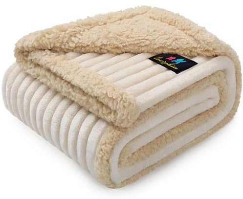luciphia wasserdichte Hundedecke Waschbar, Haustier Decke für Hund Katzen Welpe, Kuscheldecke Weich Flaushig Sherpa Fleece, Katzendecke Mittelgroße Große für Bett Sofa Couch, Beige（102 * 145cm）