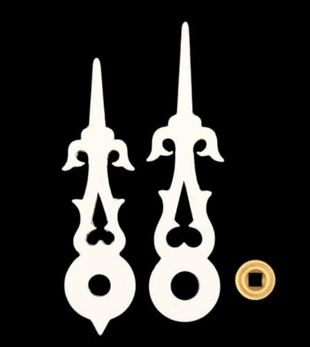 KD89 Zeiger aus weißem Kunststoff, hochwertige Verarbeitung, für Kuckucksuhr, verschiedene Größen erhältlich – mit Zentralmutter aus Messing (42/49)