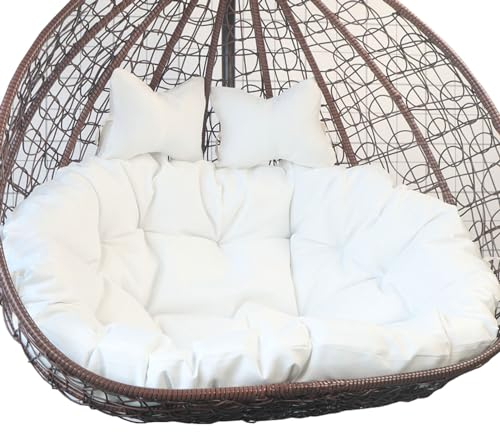 Hängekorb Hängestuhl Rückenkissen Polyrattan Rattan Hängeschaukel Gepolstert Hängekorb Schaukelkorb Schaukelkissen Rückenkissen Wasserfest Doppelsitzkissen Ersatz Abnehmbar