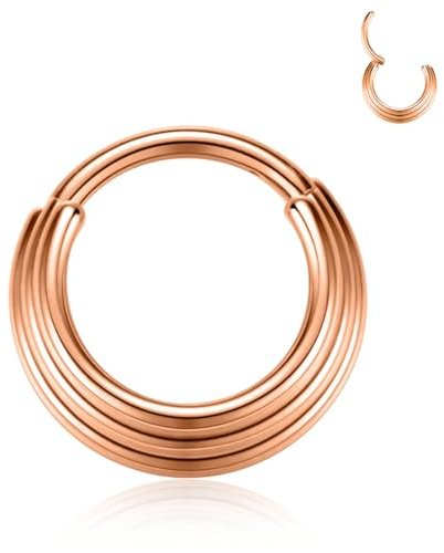 HENYQANN Piercing a Conchiglia Anello 16G Piercing al Naso Piercing al Setto Piercing All'elica Piercing al Labbro Trago Cartilagine Orecchino in Oro Rosa da 8 mm
