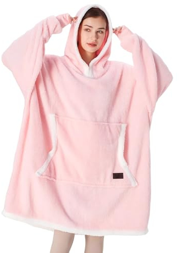 Catalonia Classy Decke mit Ärmel Oversize Hoodie Kuscheldecke-Kuscheldecke Zum Anziehen mit Ärmeln und Kapuze, Übergröße Deckenpullover Damen Frauen Warm Ärmeldecke Geschenke für Erwachsene Teenager