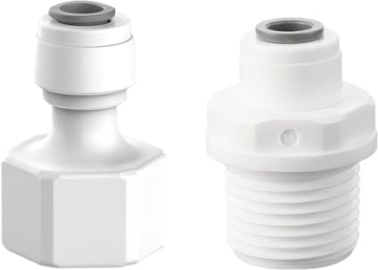 Lcyen 2 Stück Wasserfilter Schnellanschlüsse, 1/4 RO Wasser Gerade Rohrfitting auf 1/2 Weiblich/Außengewinde, Push In Schnellverbinder für Wasserreiniger Umkehrosmoseanlagen