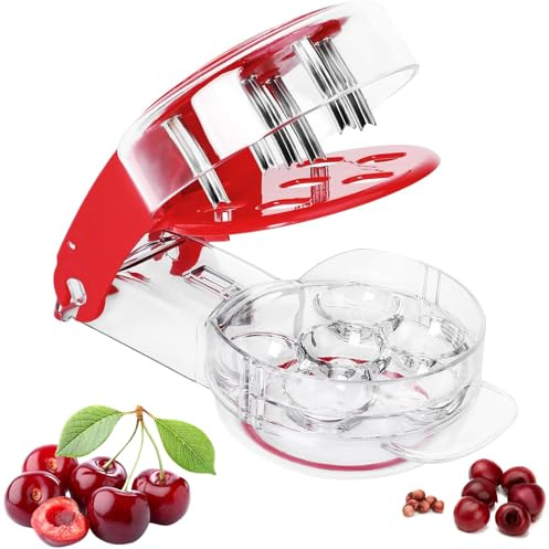 Cherry Pitter, Brighoot Multi Cherry Pitter Tool Cherries Corer with Lock Design for Making Cherry Jam(Six cherries at one time)