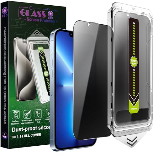 SY SHANGYAN 2-Pack Privacy Anti-Spy Screen Protector for iPhone 13 Pro Max/14 Plus (6.7),9H Tempered Glass,Full Coverage,Anti-Fingerprint,Auto Dust Removal,Bubble-Free,Easy Fit