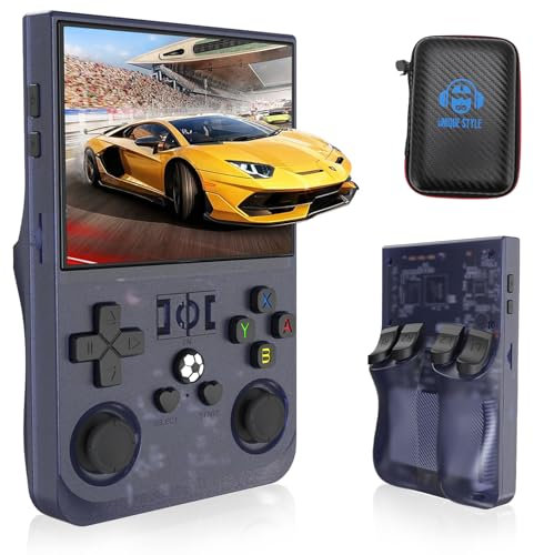 Console de Jeu Portable R36PRO, Console de Jeux IPS 3,5 Pouces, Emulateur Console RK3326 1,5 GHz, Console Portable Retrogaming Grise avec Batterie 4000 MAh, Carte TF 128 Go, 22000+ Jeux
