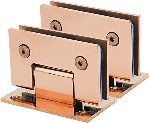 SDGBCXD， Charnières de porte en verre en acier inoxydable 304, 2 pièces, pince à verre de salle de bains simple face en or rose brillant à 90 °, charnières de porte de douche sans cadre de 8 à 12 mm ，