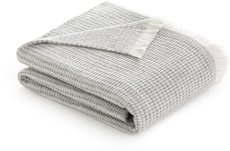 Todocama - Extra mjuk bomullsfilt, Four Seasons multifunktionsfilt för soffa, säng, dekorativt överdrag och filt (mörkgrå, 230 x 240 cm)