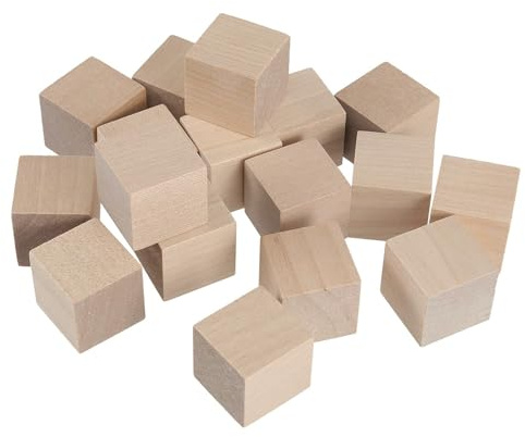 18 Stück Holzwürfel 40mm, Blanko Holzklötzchen | Natürliche Würfel Holz zum Basteln, Quadrat Holzklötze für DIY Handwerk, Malen, Lernen