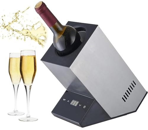 DWSSX Elektrischer Weinkühler, Eimer, Einzelflasche, Champagner, eisfreier Weinkühler mit Touchscreen-Temperaturregelung, Küche, Wohnmobil, Bar, Weinzubehör for Verschiedene Weine, Champagner(Silver)