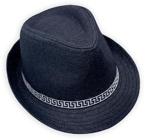 Fedora-Hut im Panama-Stil, Borsalino mit dekorativem Band, moderner Sommerhut, lässig., Schwarz , 57 cm