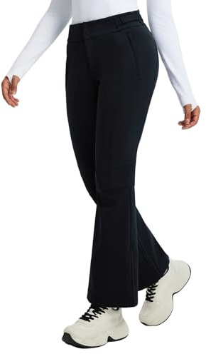 baleaf Pantaloni da sci da donna, impermeabili, softshell, invernali, traspiranti, caldi, foderati, da escursionismo, da snowboard, da sci, Nero , S