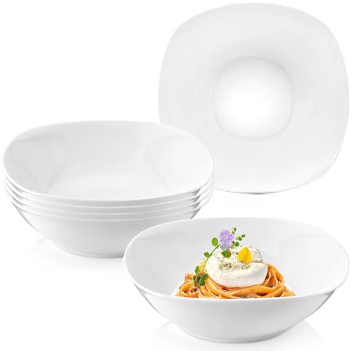 Sänger Pastateller Bilgola 6 tlg, Nudelteller Set 6 Personen, Porzellan | Bowl Schüssel für Nudeln, Tiefe Teller Spülmaschinenfest, Bowl Schale Multifunktional Weiß 370ml