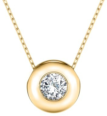 EDELIND Goldkette Damen 585 Echtgold Diamant Anhänger 0.15 Ct - mit Ankerkette Gelbgold 45 cm, Längenverstellbar 40 +5cm - mit Geschenkbox