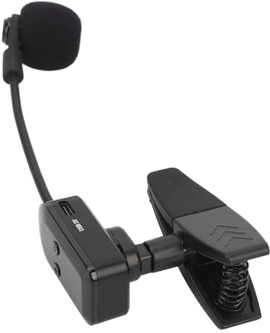 Luocute Inalámbrico de Micrófono para Saxofón, Clips en Instrumento, Rango de 131 Pies, Micrófono de Latón Plug and Play, Micrófono Inalámbrico para Saxofones, Trompeta, Trombón,