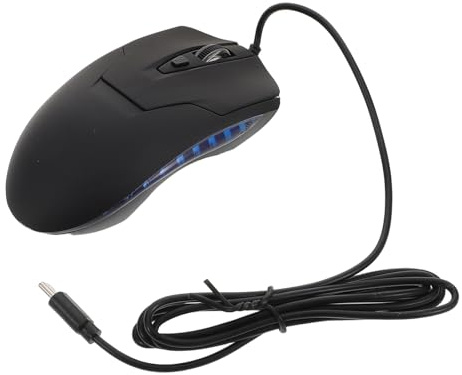 Toddmomy Souris de Jeu Filaire Type C avec Lumière LED Bleue, 6 Boutons Ergonomiques, Liaison Stable, 4 Niveaux Dpi, Compatible Ordinateur Portable et Tablette