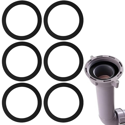 6 Pièces Joint Plat Caoutchouc, Joint Evier Cuisine avec Diamètre Extérieur 44,5mm et Diamètre Intérieur 35,5mm, Joint Bonde Lavabo, Joint Torique pour Tuyau D'Évacuation, Évier, Siphon Anti-Odeurs