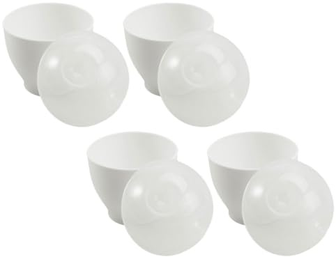 FESTFENDS Cuociuova per Preparazione Veloce per Microonde in Pp Bianco Set 4 Pezzi Accessorio da Cucina Affidabile e Resistente della Colazione a Vapore