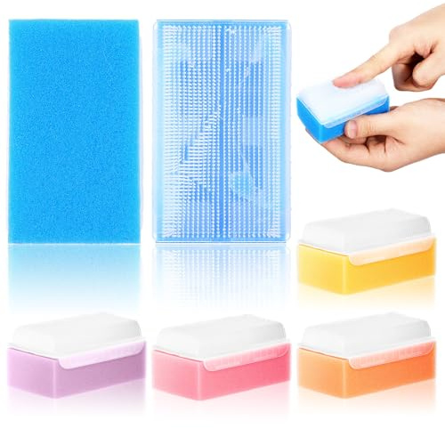 Baby Hair Sponge Scrub Brush 5pcs for Newborn Bath Scalp Cleaning | Soft Sponge and Pp Build, Cradle Cap Removal, Soothing Massage, Baby and Child Use Random Color