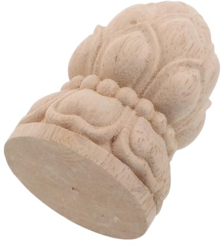 Garneck Chapiteau de Balustre en Bois Sculpté Lotus Décoratif Beige, Ornement Délicat pour Poteau de Lit et Rambarde de Meuble, Installation Facile pour Intérieurs Modernes